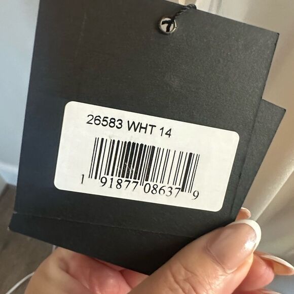 Mac Duggal Scoopneck Stretch Beaded Front‎ Slit Column Gown Size 14 - Picture 6 of 11